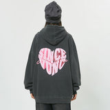 Colorblock Heart Shaped Letter Print Hoodie