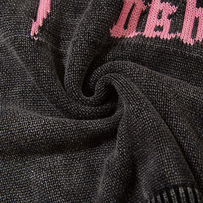 Spider Web Graphic Ripped Sweater