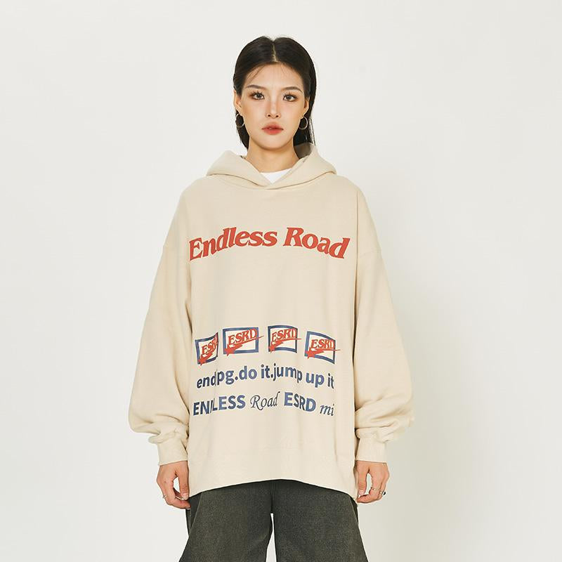 "Endless Road" Letter Print Hoodie