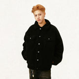 Loose Solid Color Lambs Wool Coat
