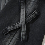 Washed Women's Cross Patch Black Jeans