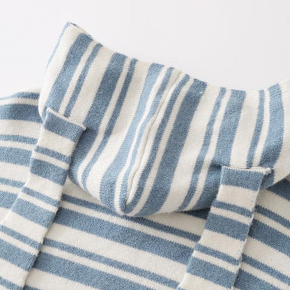 Loose Striped Zip-up Hooded Sweater