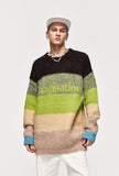 Fuzzy Loose Striped Contrast Color Sweater