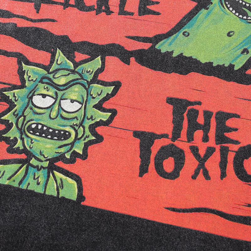 Loose Washed Toxic Rick Print T-Shirt