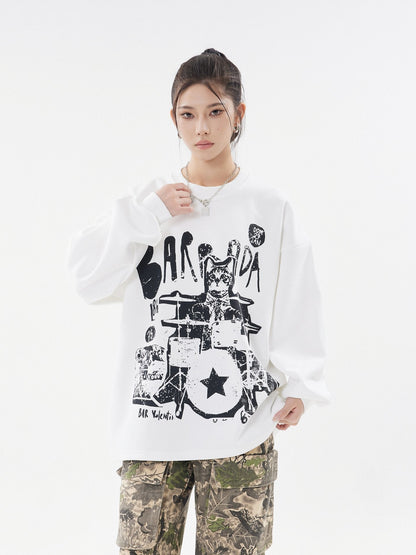 Rockstar Cat Drummer Sweatshirt