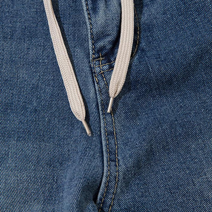 Drawstring Baggy Blue Denim Jeans