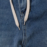 Drawstring Baggy Blue Denim Jeans