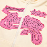 Star Letter Embroidery Zip-up Hoodie