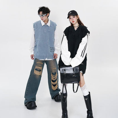 Stitched Vest Sleeveless Sweater
