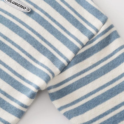 Loose Striped Zip-up Hooded Sweater