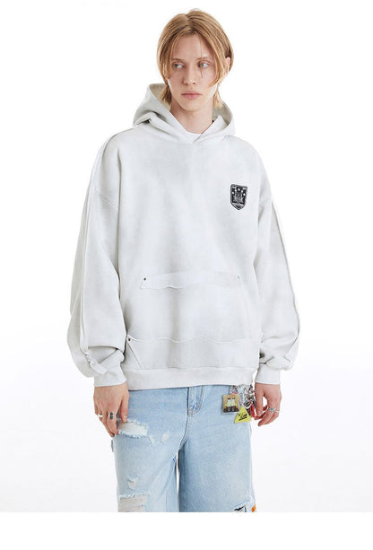 Y2K Washed Shield Emblem Hoodie