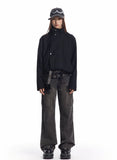 High-Collar Buttoned Jacket