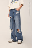 Loose Denim Ripped Washed Jeans