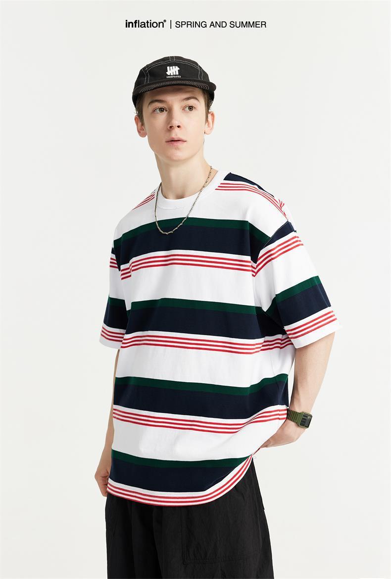 Loose Striped Contrast T-shirt