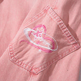 Pink Star Turned-down Waist Jeans