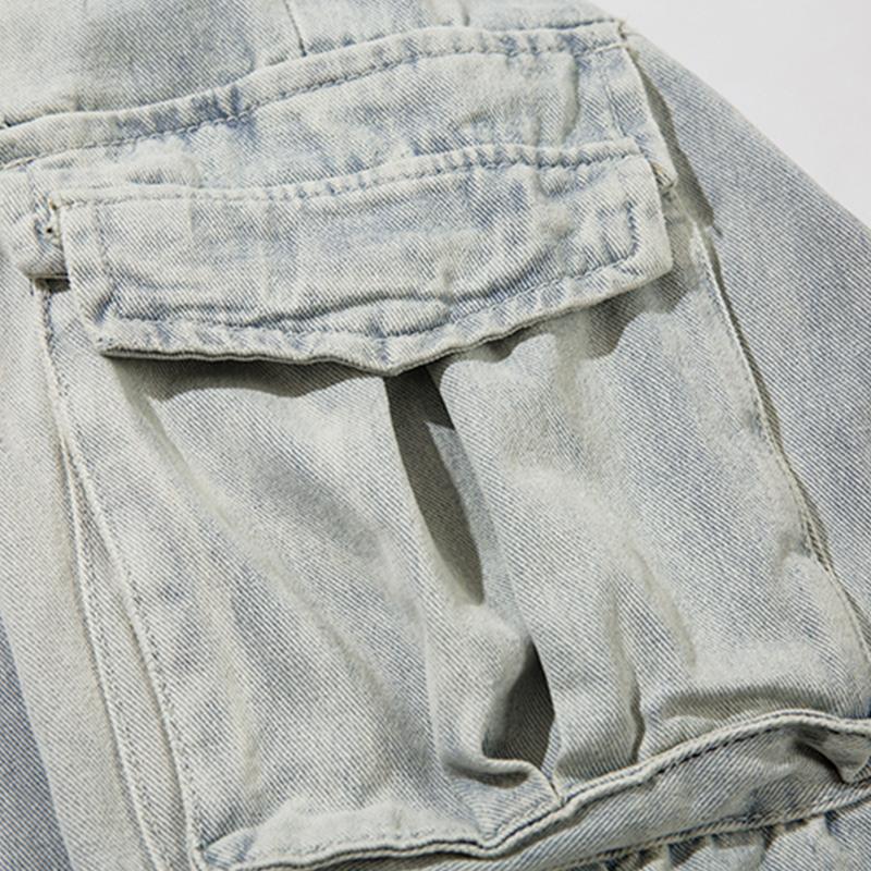 Wide-leg Multi Pockets Denim Jeans