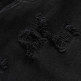 Black Distressed Straight-Leg Jeans