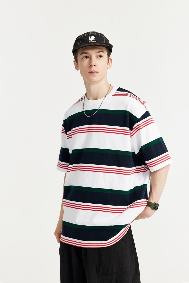 Loose Striped Contrast T-shirt