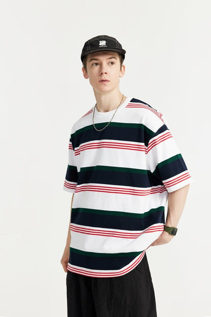 Loose Striped Contrast T-shirt