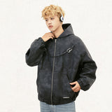 Y2k Loose padded Leather Jacket