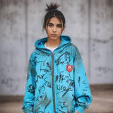 Y2K Hand Drawing Zip-up Hoodie
