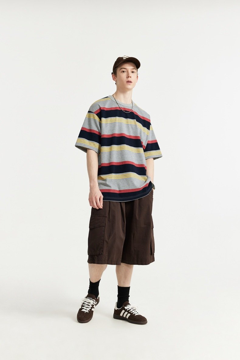 Loose Striped Contrast T-shirt