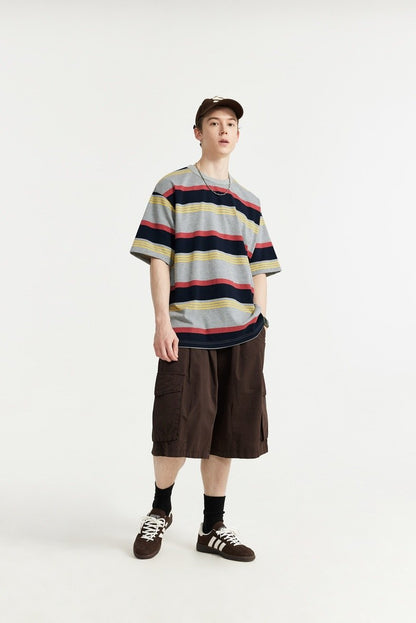 Loose Striped Contrast T-shirt