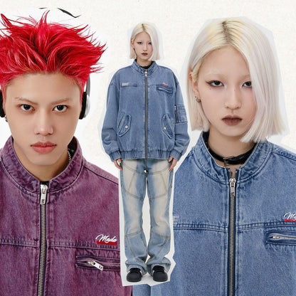 Y2k Washed Cowboy Zip-up Jacket