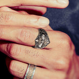 Iris Silver Carved Flower Ring
