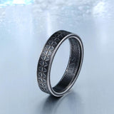 Retro Etched Sawtooth Ring