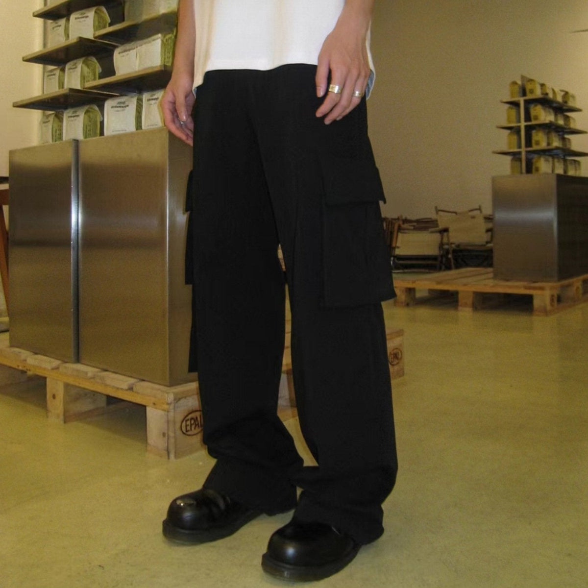Black Multi-Pocket Cargo Pants