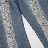 Chic Ripped Wide Leg Denim Jeans