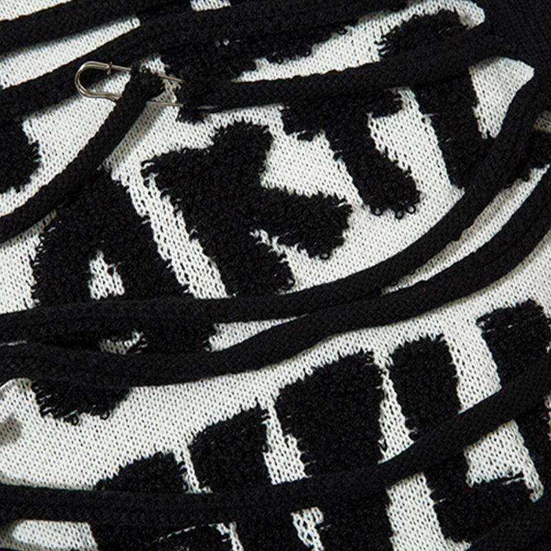 Solid Color Letter Ripped Hole Sweater