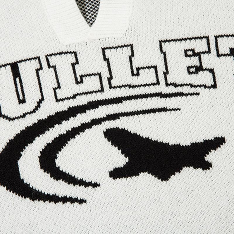 Y2K Star Knitted Polo Sweater