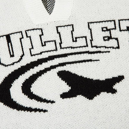 Y2K Star Knitted Polo Sweater