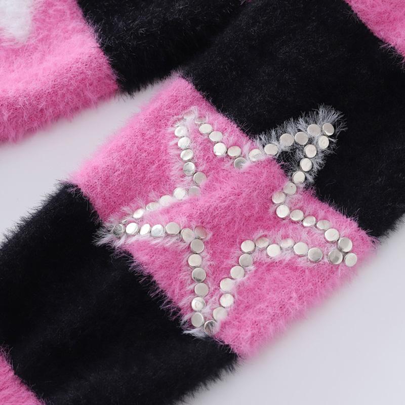 Fuzzy Embroidery Star Sweater