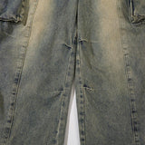 Striped Multi Pocket Baggy Denim Jeans