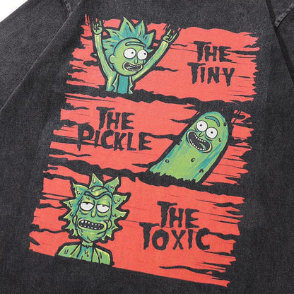 Loose Washed Toxic Rick Print T-Shirt