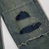 Retro Ripped Patchwork Jeans