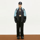 Loose Contrast Color Motorcycle Jacket
