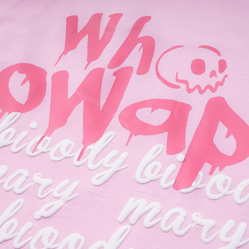 Pink Letter Skull Print Sweatshirt