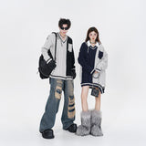 Loose Knitted Color Block Sweater