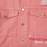 Ripped Pink Denim Jacket