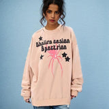 Star & Pink Spider Graphic Print Sweatshirt