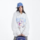 Cartoon Dog Letter Print Loose Hoodie