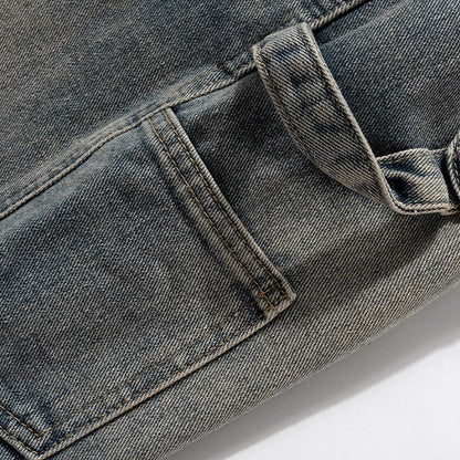 Vintage Washed Straight-Leg Denim Jeans