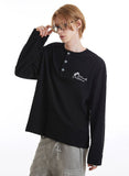 Fall Embroidered Henley T-shirt