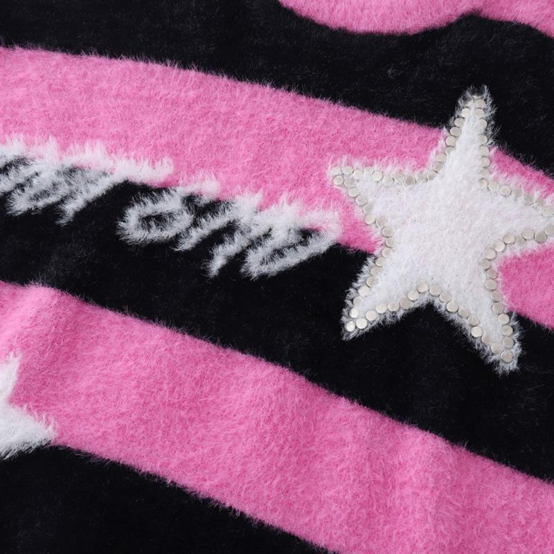 Fuzzy Embroidery Star Sweater