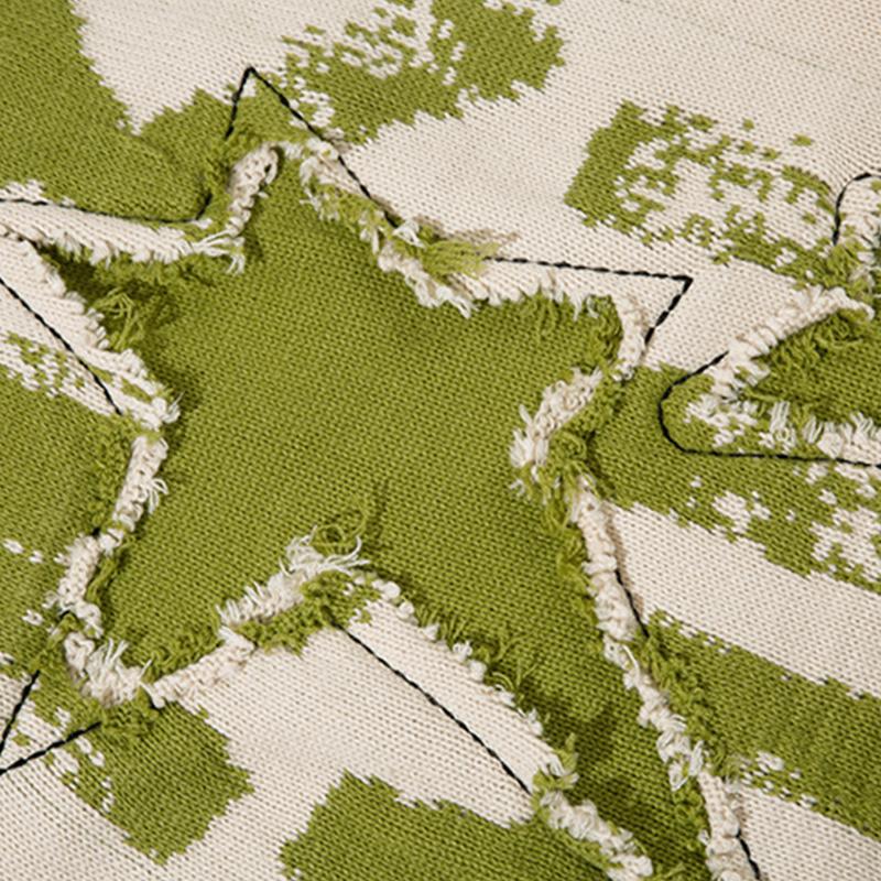 Splicing Color Star Embroidery Sweater