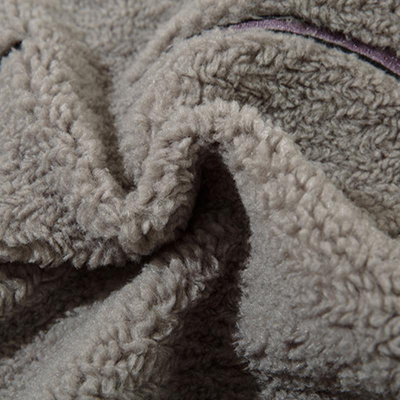 Details of gray Fluffy Fleece Zip-up Jacket showing the texture of the fabric